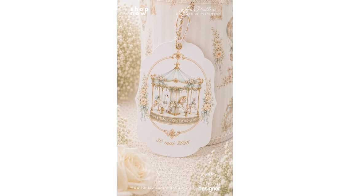 Trusou Botez Atelier Paris Carusel Vintage Monogramă Regală Balon cu Aer Cald 14